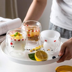 MUCHENGGIFT Cute Bear Tea Cup Milk Couple Glass Mugs