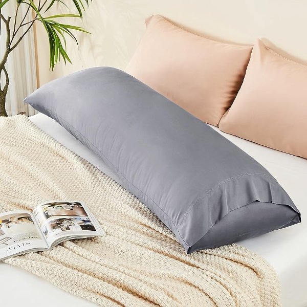 BEDELITE Satin Silk Body Pillow Pillowcase 20x54 with Envelope Closure