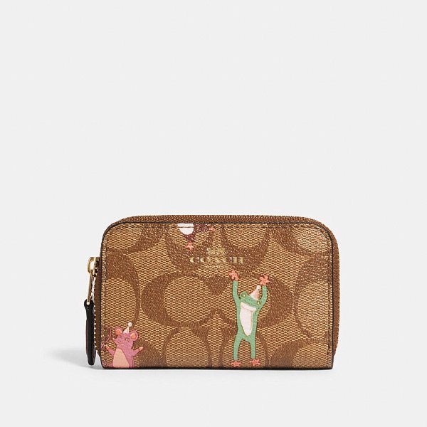 Zip Around Coin Case in Signature Canvas With Party Animals Print