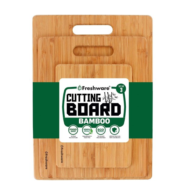 Freshware Cutting Boards for Kitchen, Bamboo, Set of 3