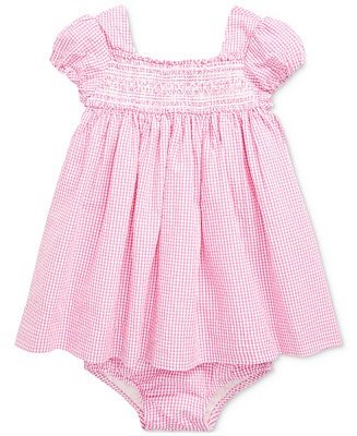 Ralph Lauren Baby Girls Gingham Cotton Seersucker Dress