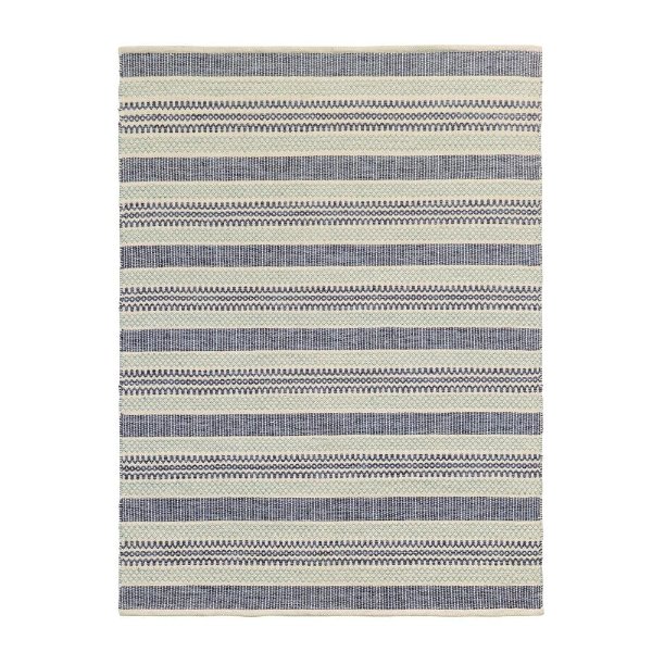 Oakdale Blue/Beige 5 ft. x 7 ft. Wool/Cotton Striped Area Rug