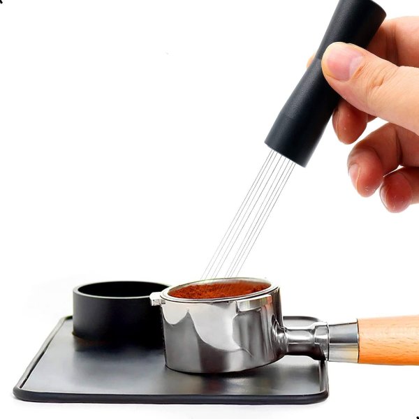 Espresso Coffee Stirrer, Coffee Stirring Tamper WDT Distribution Tool, Needle Type Distributor Hand Stirrer Tool (Black）