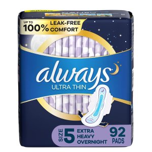 Always Ultra Thin Feminine Pads For Women, Size 5  92 Total Count