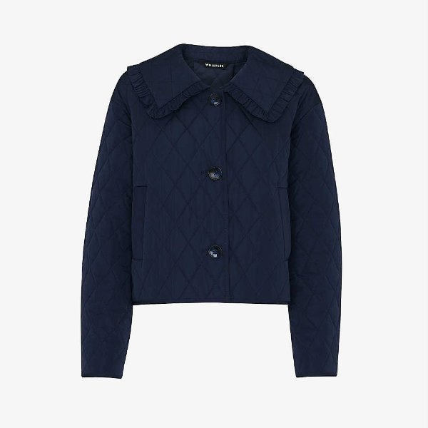 Collar-detail woven quilted jacket
