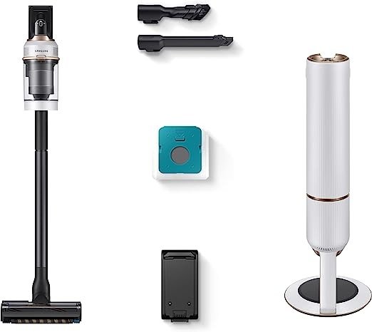 BESPOKE Jet Cordless Stick Vacuum Cleaner w/ Clean Station, Powerful Multi-Surface Floor Cleaning for Carpet, Hardwood, Tile, 5-Layer Filter, Lightweight, VS20A9500AW/AA, 2023, Misty White