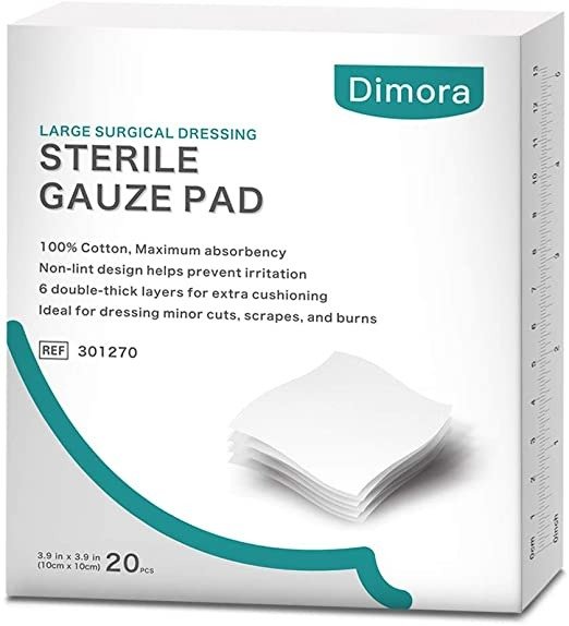 Sterile Gauze Pads, Non-Woven 6-Ply Medical Gauze Pad, 4 x 4 inches Gauze Sponges for Cleaning Wounds (20 Packs)