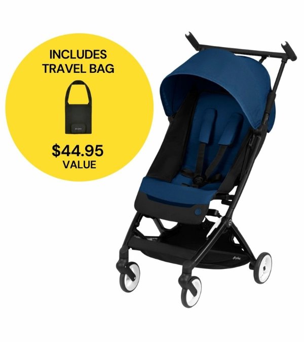 Libelle Compact Stroller + Travel Bag Bundle - Navy Blue / Black