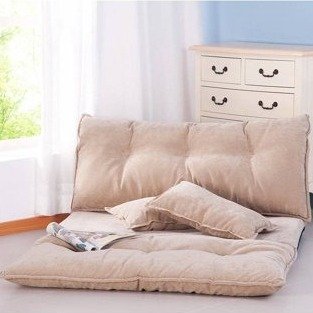 PU Leather Foldable Floor Sofa/Bed with Two Pillows, Black - Walmart.com