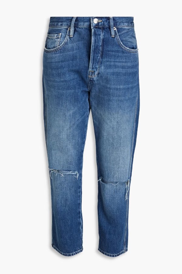 Le Original cropped distressed high-rise straight-leg jeans
