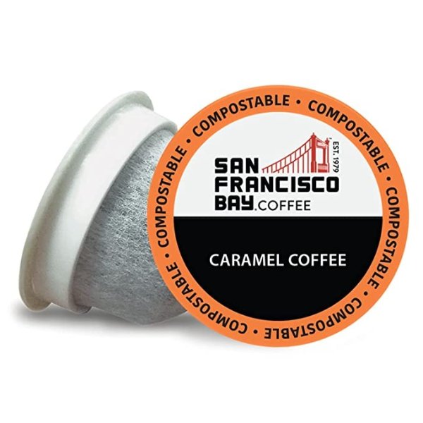 Bay Coffee OneCUP Caramel Coffee 80 Ct Flavored Medium Roast Compostable Coffee Pods, K Cup Compatible including Keurig 2.0 (Packaging May Vary)