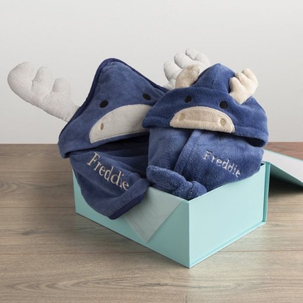 Personalized Moose Splash and Snuggles Gift Set