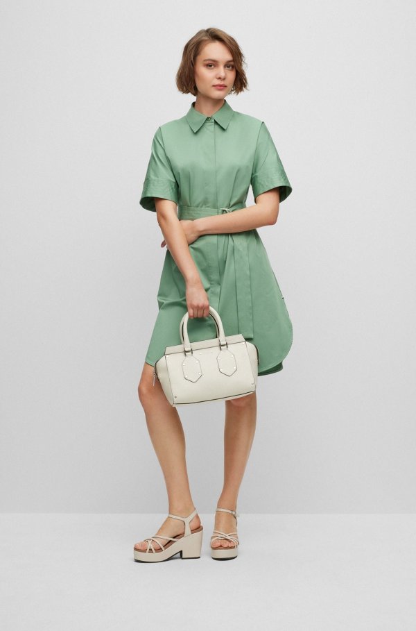 Slim-fit stretch-cotton shirt dress with belted closure