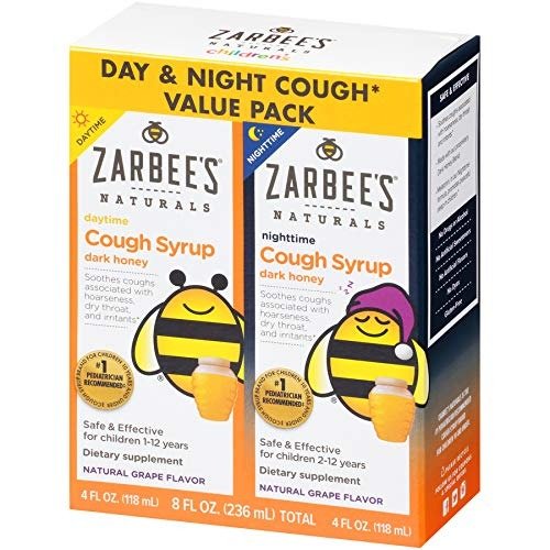 Children's Cough Syrup with Dark Honey Daytime & Nighttime, Natural Grape Flavor, 4 oz Bottles (Value Pack of 2)