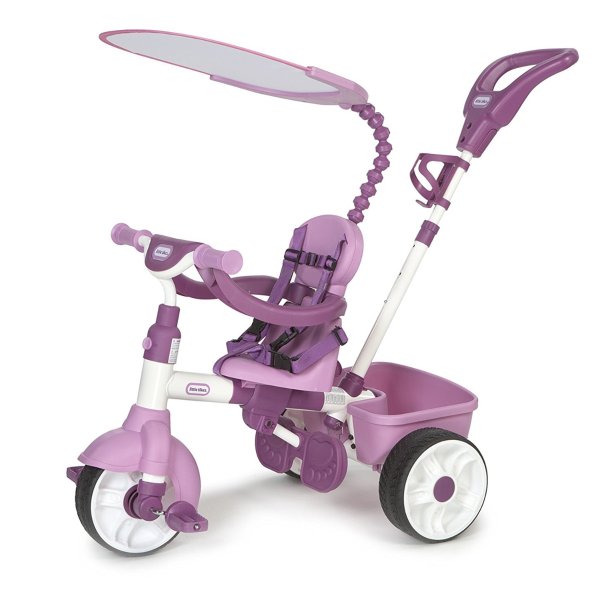 4-in-1 Basic Edition Parent Push Kid Powered Adjustable Trike, Pink
