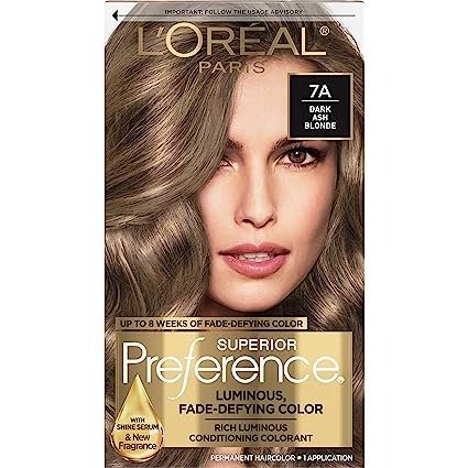 Superior Preference Fade-Defying + Shine Permanent Hair Color, 7A Dark Ash Blonde, Pack of 1, Hair Dye