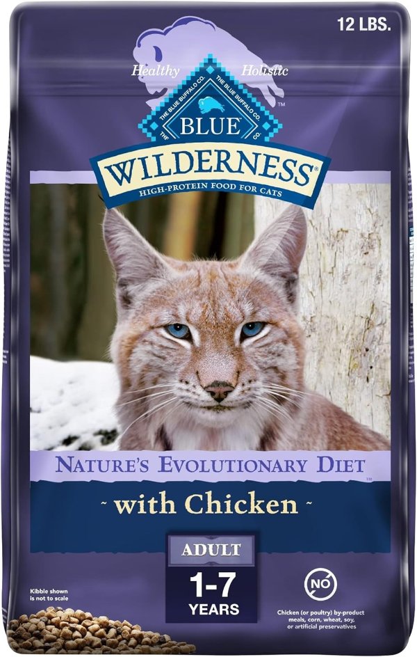 Cat Food, Natural Chicken Recipe, Wilderness High Protein, Adult Dry Cat Food, 12 lb bag
