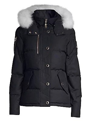 - Fox Fur-Trimmed Hooded 3Q Jacket