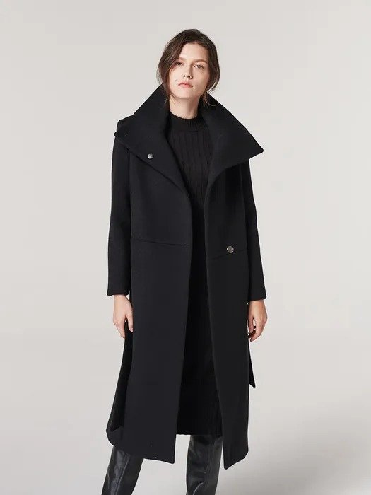 High Neck Single Coat Black