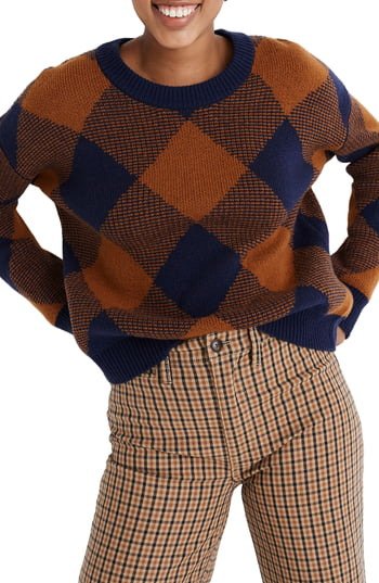 Harvest Plaid Wool Blend Sweater