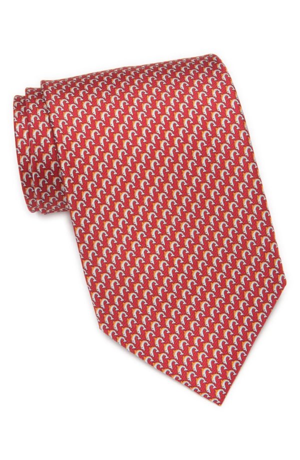 Dolphin Patterned Silk Tie