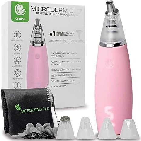 Microderm GLO GEM Diamond Microdermabrasion and Suction Tool - Best Pore Vacuum for Skin Toning - #1 Advanced Facial Treatment Machine - Promotes Collagen Production for Tone, Bright & Clear Skin