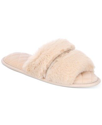 Women's Faux-Fur Slide Boxed Slippers, Created for Macy's