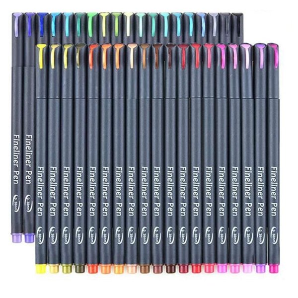 Smart Color Art Colored Pens, 38 Fineliner Porous Fine Point Pens with 2 Stencils