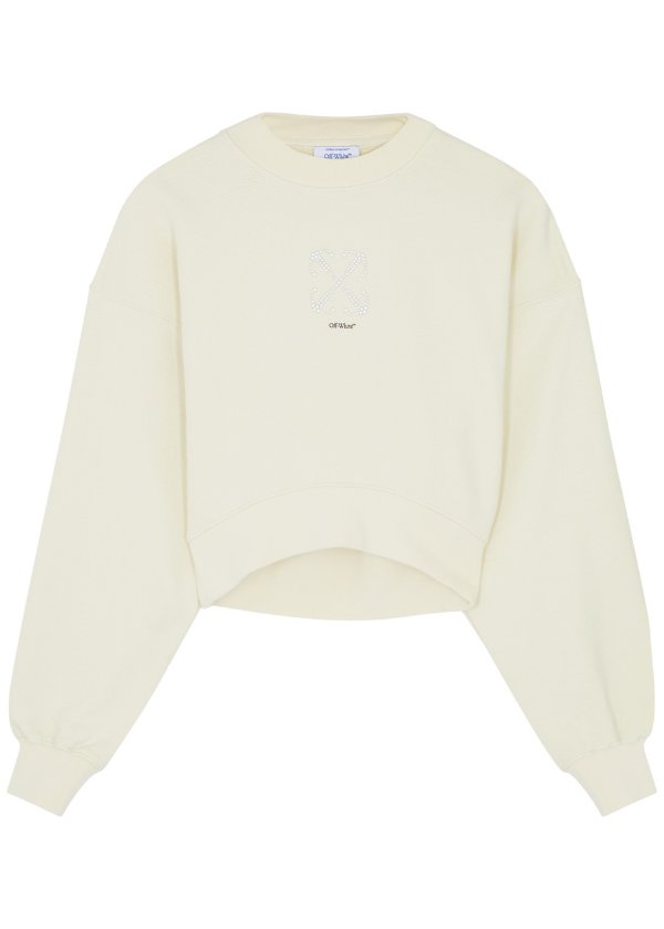 OFF-WHITE Cropped logo-embellished cotton sweatshirt