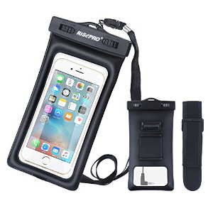 Waterproof Case, RISEPRO Floatable Underwater Pouch Dry Bag With Armband & Audio Jack for iPhone 6, 6 plus, 6s, 6s plus, 5, 5s, Samsung Galaxy s6 HTC Screen Touchable IPX8 100FT FB1710-BK