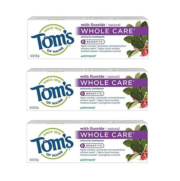Whole Care Natural Toothpaste with Fluoride, Wintermint, 4 oz. 3-Pack