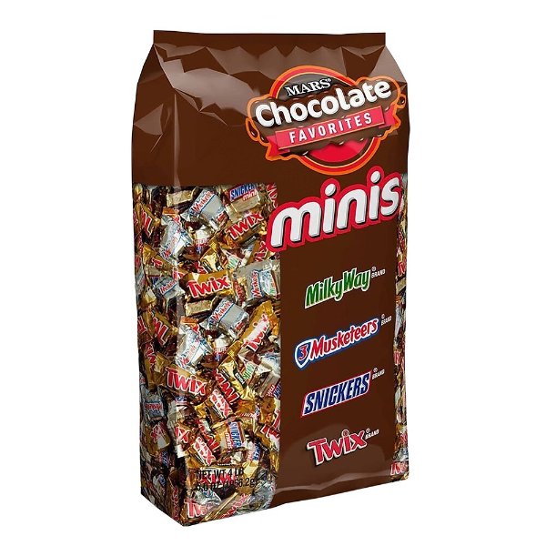 Snickers, Twix, Milky Way & 3 Musketeers Individually Wrapped Minis Size Chocolate Bars, 4 lb. Variety Mix Bag (MMM50972)
