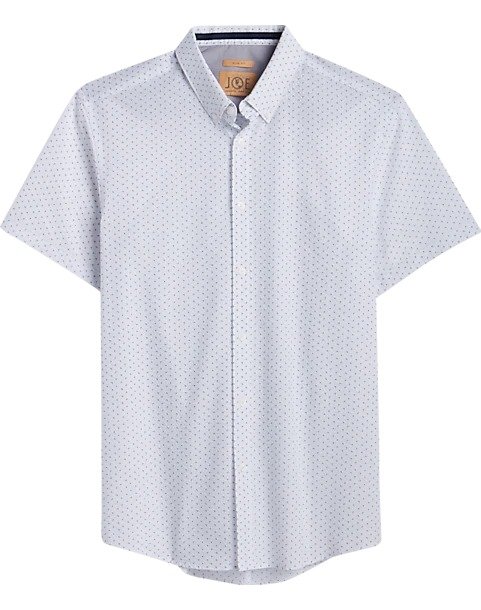 JOE Joseph Abboud White Square Short Sleeve Slim Fit Sport Shirt - Men's Sale | Men's Wearhouse