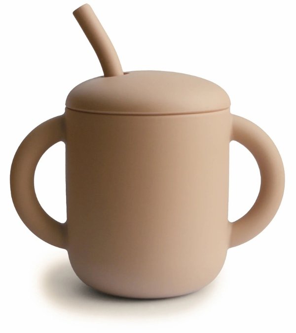 Silicone Training Cup + Straw - Natural