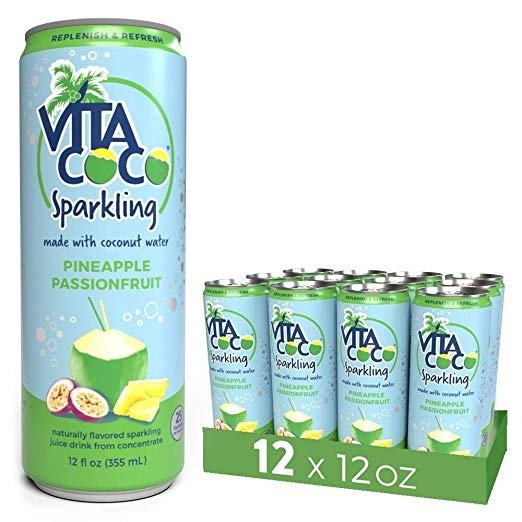 Sparkling Coconut Water, Pineapple Passionfruit - Low Calorie Naturally Hydrating Electrolyte Drink - Smart Alternative to Juice, Soda, and Seltzer - Gluten Free - 12 Ounce (Pack of 12)