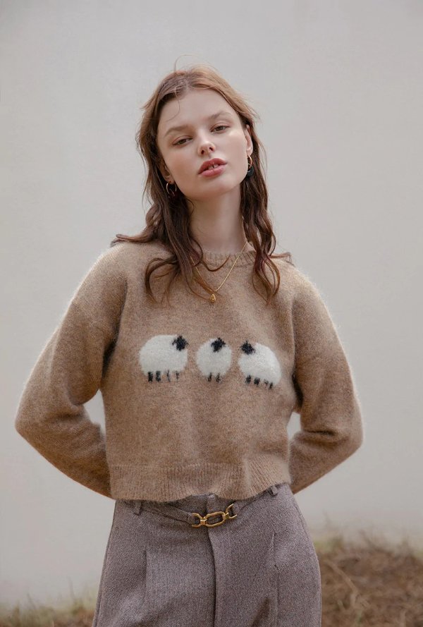 Dakota Mohair Sweater - Sheep Print