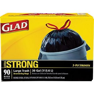 Glad Trash Bags, Black, 30 Gallon, 90 Bags/Box
