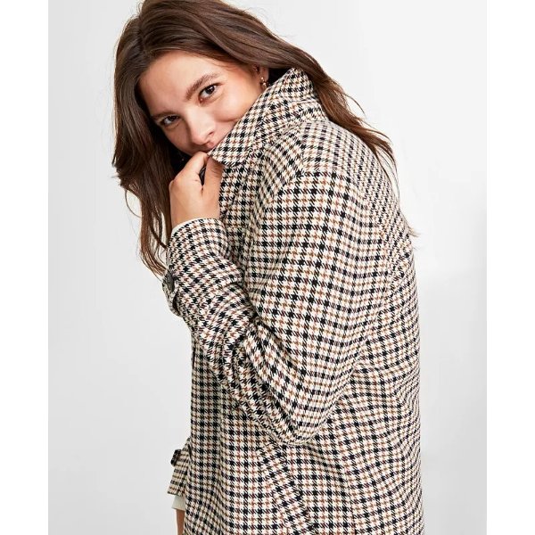 Women's Checked Car Coat, Created for Macy’s