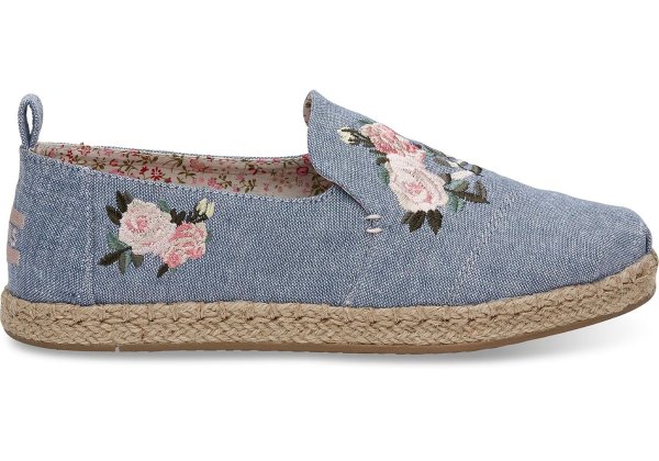 Floral Embroidered Chambray Women's Deconstructed Alpargatas