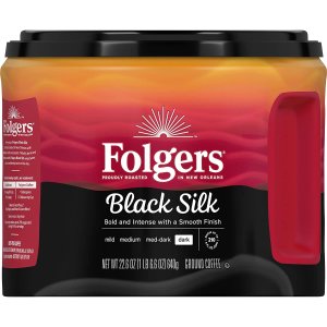 Folgers Black Silk 深焙咖啡粉22.6oz 6罐