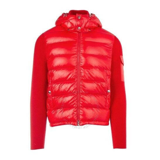 Men's Red Knitted Sleeve Padded Jacket