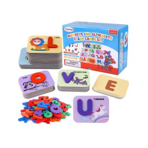 TEPSMIGO Alphabet Flash Cards Games with Wooden Number ABC Letters