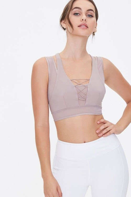 Active Lace-Up Overlay Sports Bra