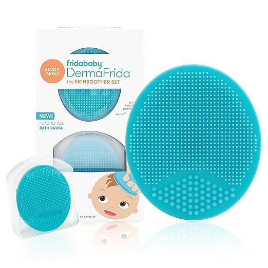 Frida Baby DermaFrida The SkinSoother Baby Bath Silicone Brush| Baby Essential for Dry Skin, Cradle Cap and Eczema, 2 Count (Pack of 1)