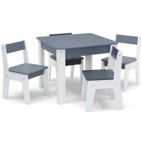GAP GapKids Table and 4 Chair Set - Greenguard Gold Certified, Grey/Whitecco