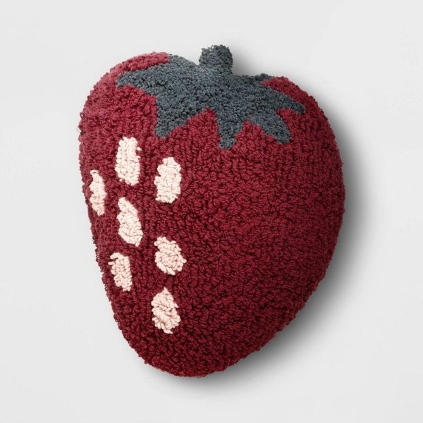 Tufted Strawberry Shaped Throw Pillow Maroon - Room Essentials&#8482;