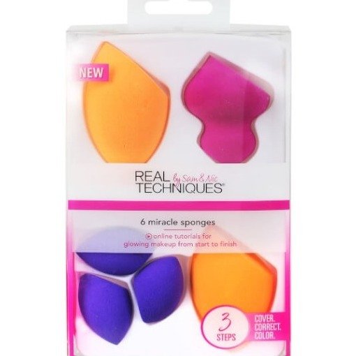 6 Miracle Complexion Sponges Make Up Brush Set, With Revolutionary Foam Technology You Can Use Damp or Dry for a Smooth, Finished Look