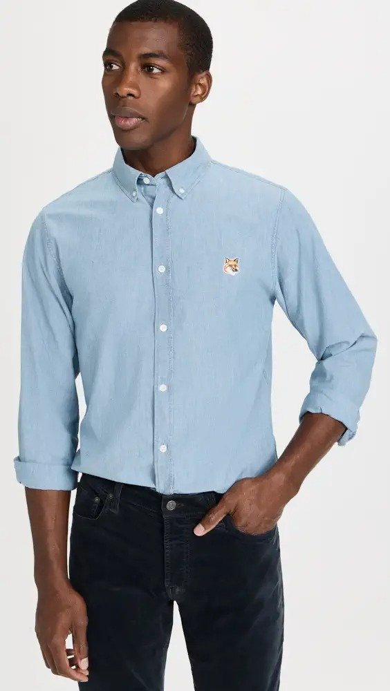 Button Down Classic Shirt with Institutional Fox Head