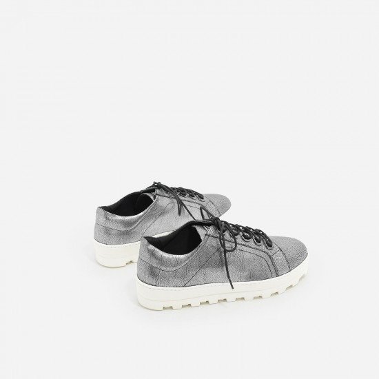 Silver Thick Sole Sneakers|CHARLES & KEITH