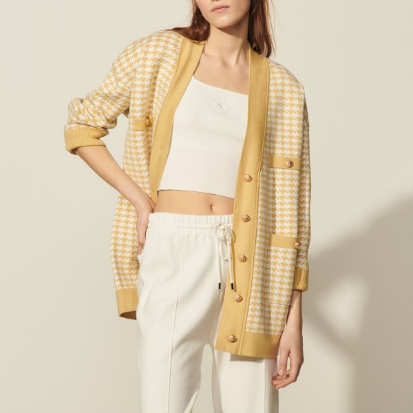 ジャケット・アウター SANDRO Long Houndstooth Coatigan Sandro Paris Sandro Long houndstooth coatigan 395.00